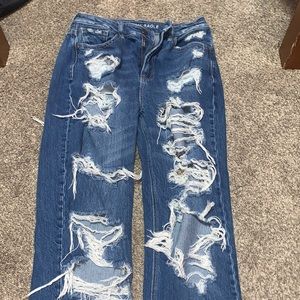American eagle dark ripped jeans!